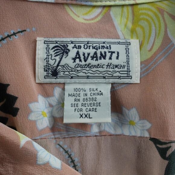 Avanti Shirt Mens 2XL Silk Hawaiian Aloha Button Front Floral Colorful Tropical - Picture 3 of 6